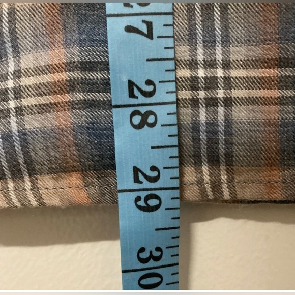 Flag&Anthem Mens Plaid Shirt Button Up Burnout Medium Navy Coral Lightweight NWT - Picture 11 of 13